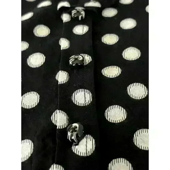 Maeve Anthropologie Sz 2Petite Dottie Black White Polka Dot Top Work Cute Summer - Picture 8 of 14